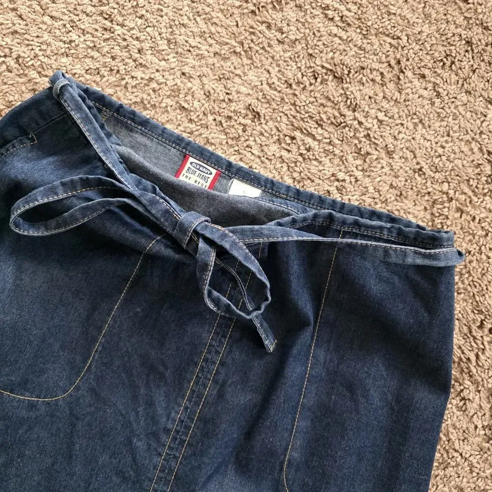 Vintage Old Navy Denim Wrap Skirt Womens 6 Y2K Minimalist Boho Beach